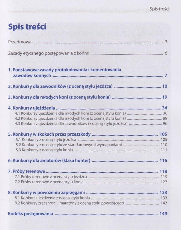 Książka Komentarze dla sędziów - spis treści