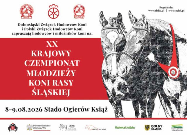 Plakat XX Krajowego Czempionatu Młodzieży koni rasy śląskiej