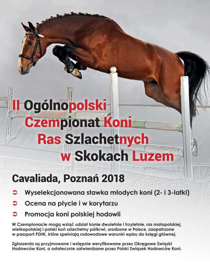 II Ogólnopolski Czempionat Koni Ras Szlachetnych w Skokach Luzem - Cavaliada 2018 - plakat